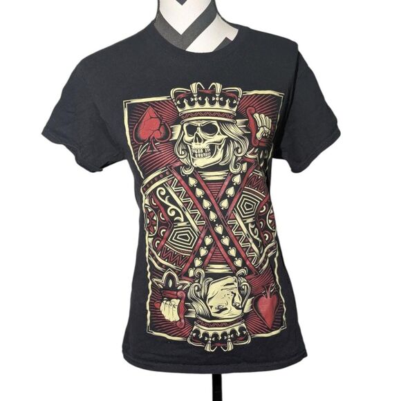 DOM It's About the Art Skull King Playing Card Graphic T-shirt Black S - Picture 1 of 4